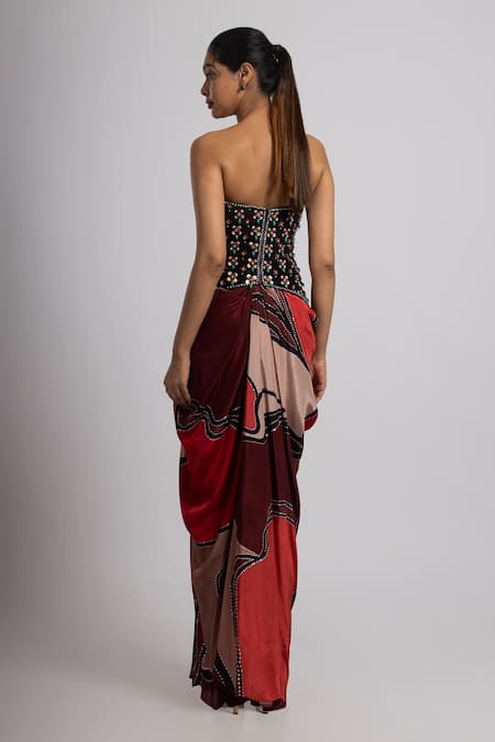 Rajat K Tangri Crystal Embellished Corset & Printed Skirt 