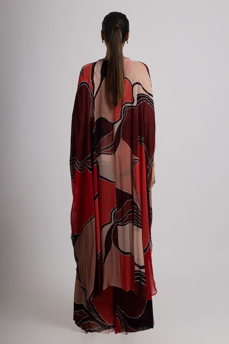 Rajat K Tangri Abstract Pattern Kaftan & Pant Set 