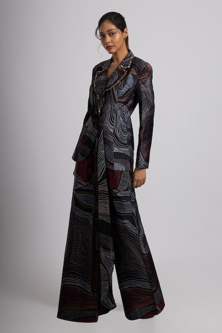 Rajat K Tangri Abstract Pattern Jacket & Pant Set 