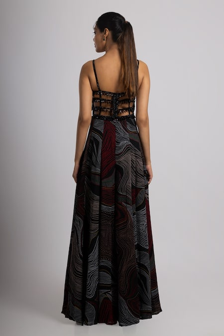 Rajat K Tangri Abstract Pattern Jumpsuit & Corset Set 