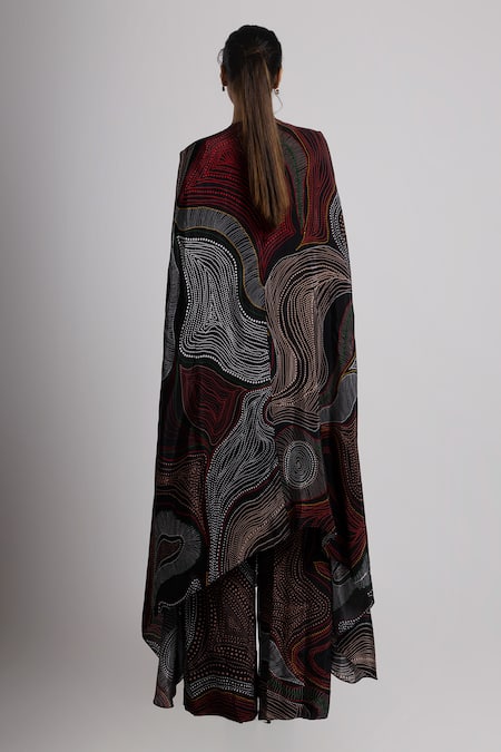 Rajat K Tangri Abstract Pattern Embroidered Kaftan & Pant Set 