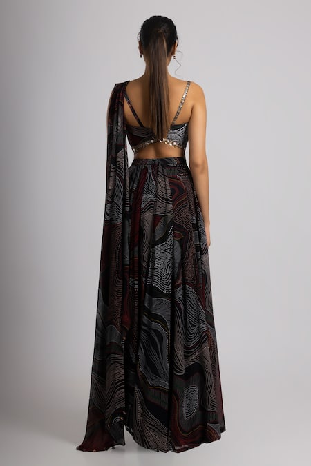 Rajat K Tangri Beaded Tassel Embroidered Cowl Top & Pant Set 