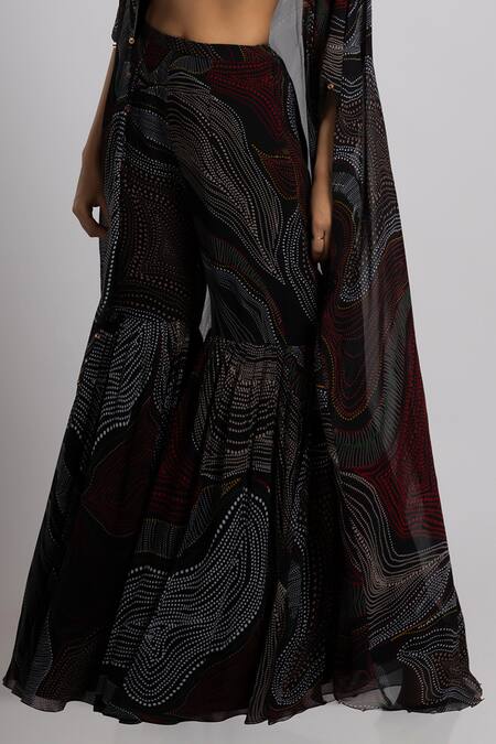 Rajat K Tangri_Black Crepe, Georgette Sequin Bralette Sweetheart, Embroidered Sharara Set _Online_at_Aza_Fashions