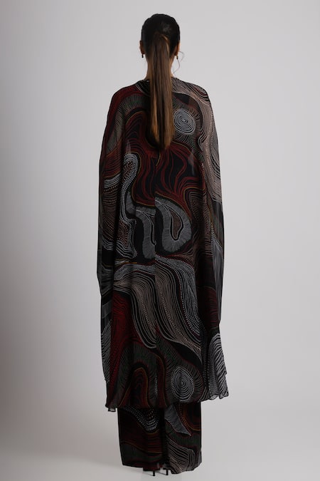 Rajat K Tangri Black Sequin Embroidered Kaftan & Pant Set 