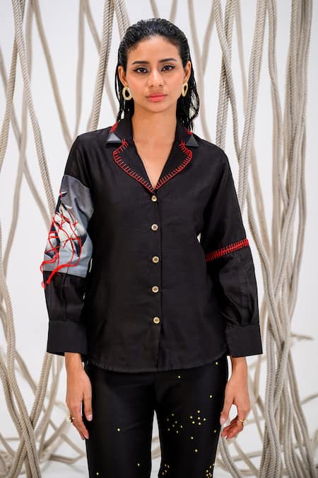 The Dramebaaz Co Flame Floral Print Shirt 