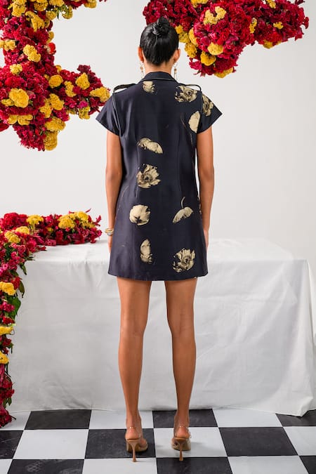 The Dramebaaz CO Aurora Floral Embroidered Short Trench Dress 