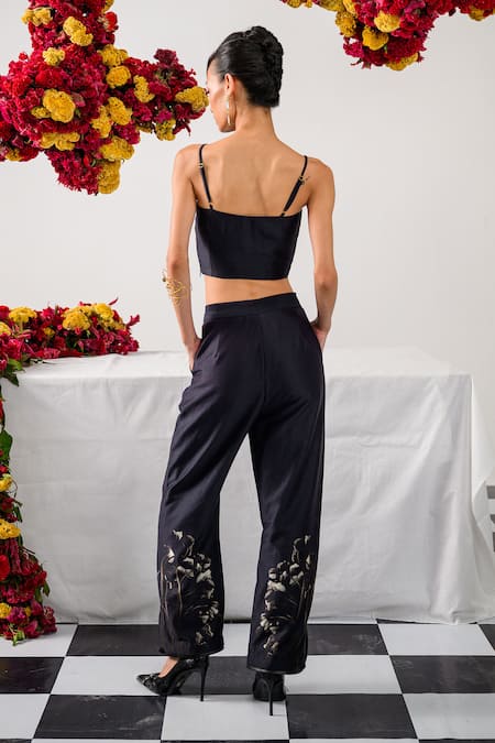 The Dramebaaz CO Midnight Monarch Floral Print Bustier With Pant 