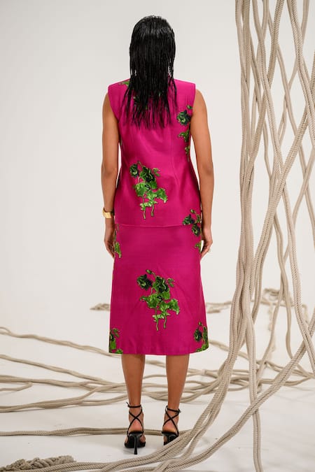 The Dramebaaz CO Green Floral Print Blazer & Skirt Set 
