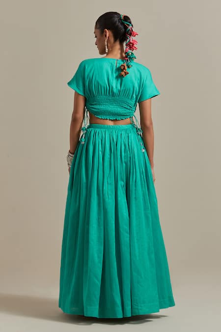 Vinusto Handwoven Gathered Lehenga Blouse Set 