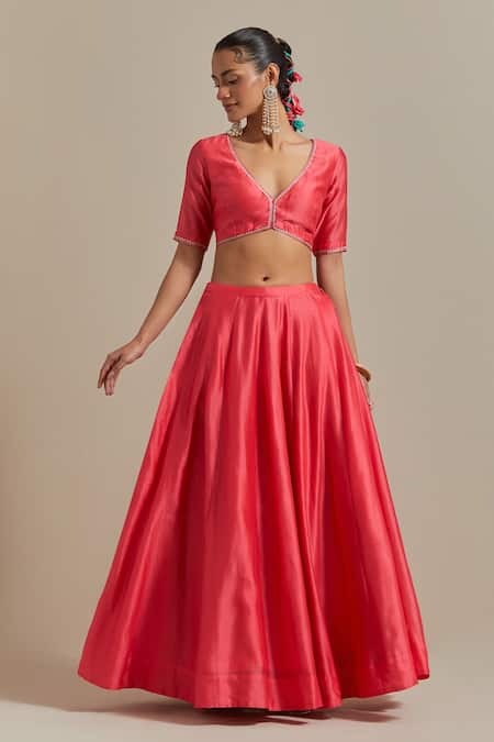 Buy Vinusto Pink , Silk Lace, Handwoven Gathered Lehenga And Blouse Set Online at Aza Fashions Buy_Vinusto_Pink , Silk Lace, Handwoven Gathered Lehenga And Blouse Set _Online_at_Aza_Fashions