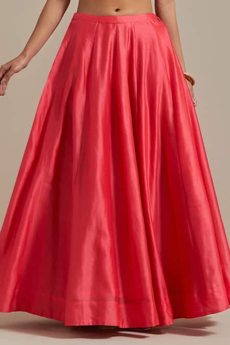 Shop Vinusto Pink , Silk Lace, Handwoven Gathered Lehenga And Blouse Set Online at Aza Fashions Shop_Vinusto_Pink , Silk Lace, Handwoven Gathered Lehenga And Blouse Set _Online_at_Aza_Fashions