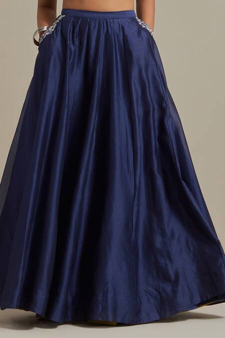 Buy Vinusto Blue Handloom Cotton, , Silk Panelled Lehenga Blouse Set Online at Aza Fashions Buy_Vinusto_Blue Handloom Cotton, , Silk Panelled Lehenga Blouse Set _Online_at_Aza_Fashions