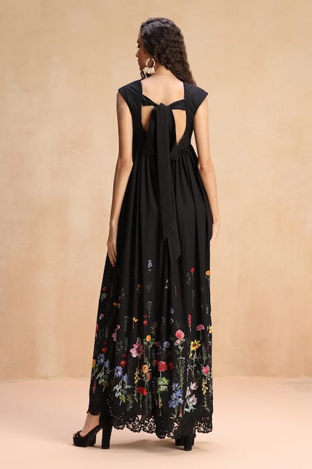 Payal Jain Embellished Maxi Dress with Botanic Patterns 