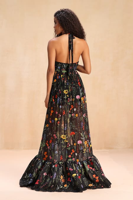 Payal Jain Fara Botanic Patterned Halter Neck Dress 