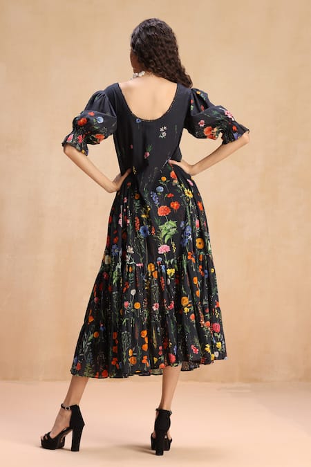 Payal Jain Jewel Floral Print Tiered Dress 