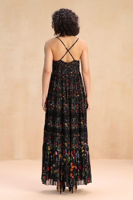 Payal Jain Floral Print Tiered Strappy Dress 