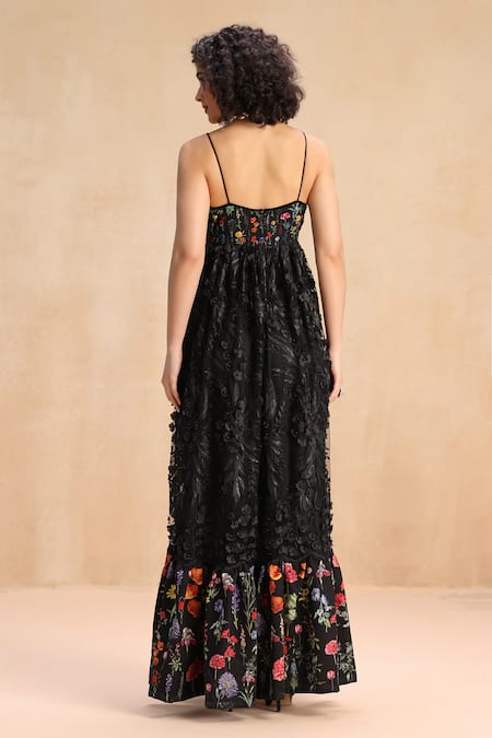 Payal Jain 3D Flowers Embroidered Strappy Dress 
