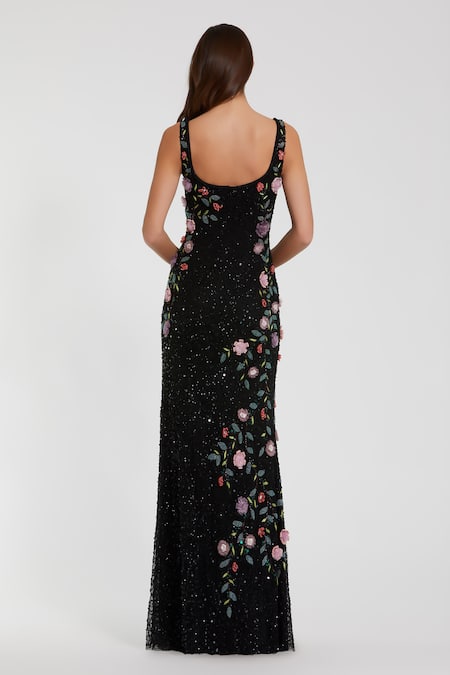 Mac Duggal Floral Bead & Sequin Embroidered Gown 