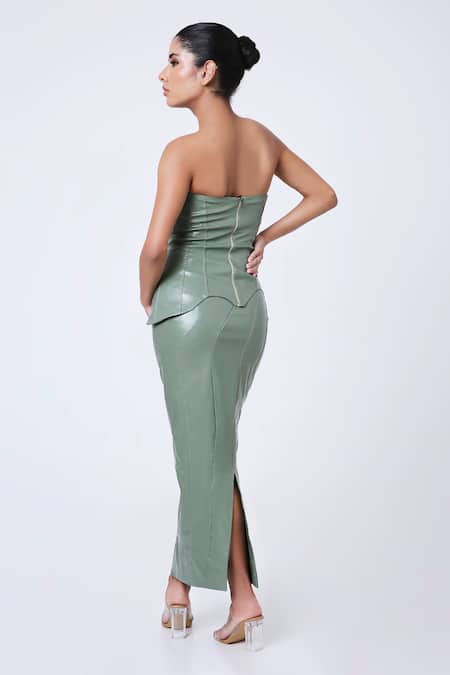 Antithesis India Wave Hem Leather Corset Top 