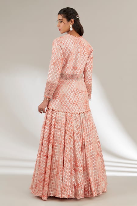 Ajiesh Oberoi Embellished Checkered Jacket With Lehenga 