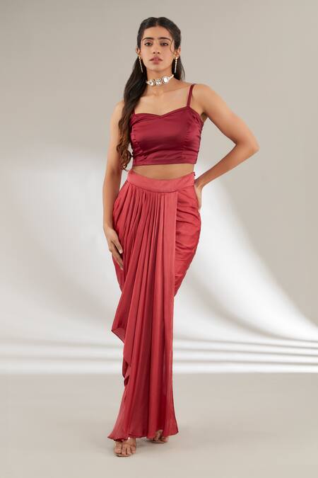 Buy Ajiesh Oberoi Pink Modal Cut Work, Sequins Plunge Checkered Embellished Jacket And Draped Skirt Online at Aza Fashions Buy_Ajiesh Oberoi_Pink Modal Cut Work, Sequins Plunge Checkered Embellished Jacket And Draped Skirt _Online_at_Aza_Fashions