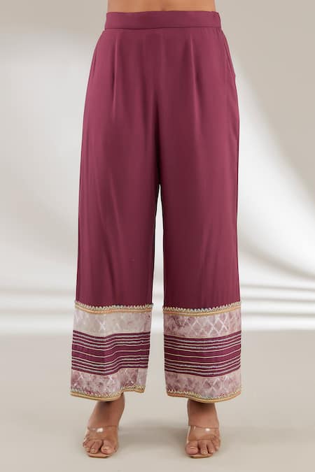 Buy Ajiesh Oberoi Purple Organza, Brasso, Upada Silk Checkered, Lace, Patterned Kurta Palazzo Set Online at Aza Fashions Buy_Ajiesh Oberoi_Purple Organza, Brasso, Upada Silk Checkered, Lace, Patterned Kurta Palazzo Set _Online_at_Aza_Fashions