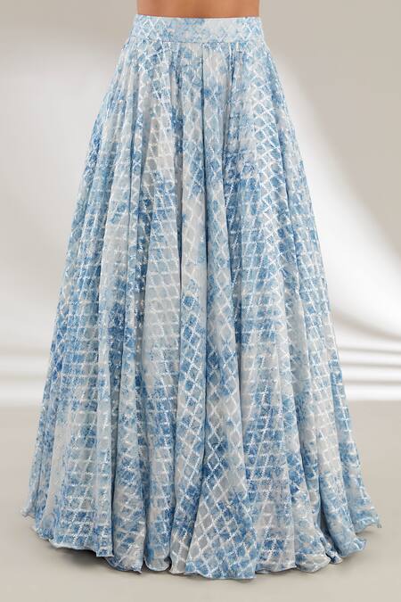 Buy Ajiesh Oberoi Blue Organza, Brasso, Upada Silk Checkered, Crystal, Patterned Lehenga Set Online at Aza Fashions Buy_Ajiesh Oberoi_Blue Organza, Brasso, Upada Silk Checkered, Crystal, Patterned Lehenga Set _Online_at_Aza_Fashions