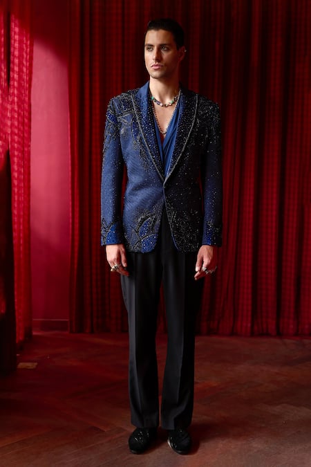 Asuka Embroidered Velvet Tuxedo Set 