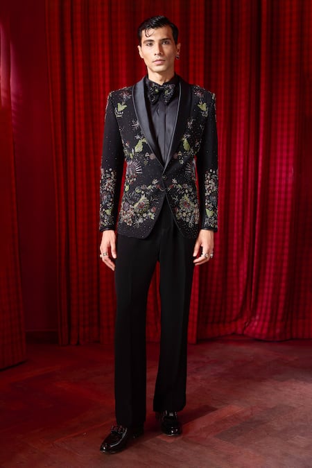 Asuka Garden Of Midnight Embroidered Tuxedo & Trouser Set 