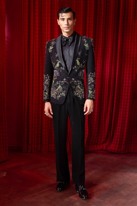 Asuka Garden Of Midnight Embroidered Tuxedo & Trouser Set 