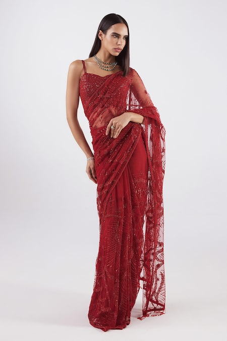 Istya Sequin Embroidered Saree With Blouse 