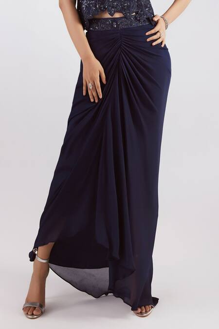 Buy Istya Blue Organza, Satin Cutdana, Embroidered Top With Asymmetric Draped Skirt Online at Aza Fashions Buy_Istya_Blue Organza, Satin Cutdana, Embroidered Top With Asymmetric Draped Skirt _Online_at_Aza_Fashions