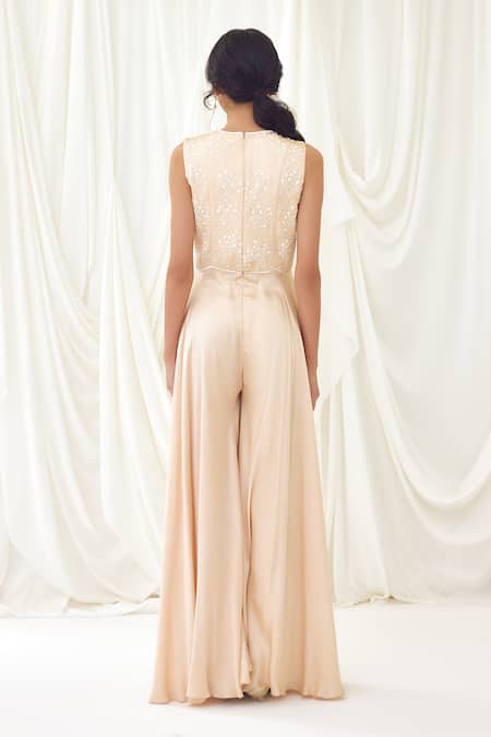 Lavanya Ahuja Pearl Embroidered Flared Jumpsuit 