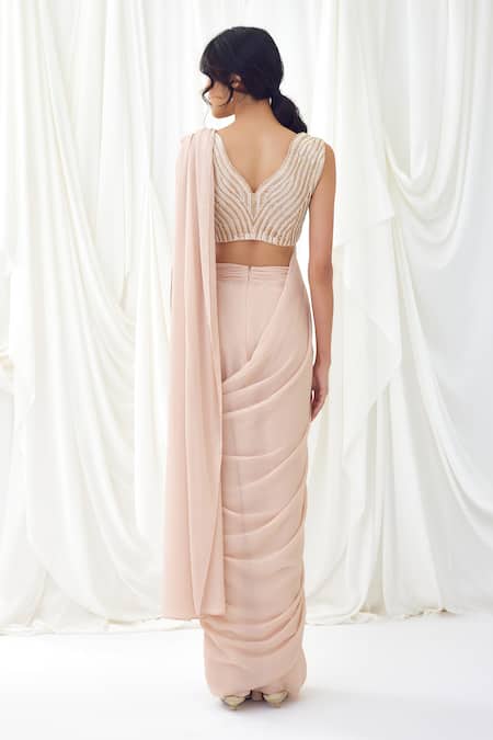 Lavanya Ahuja Sunset Waltz Embroidered Pre-Draped Saree With Blouse 