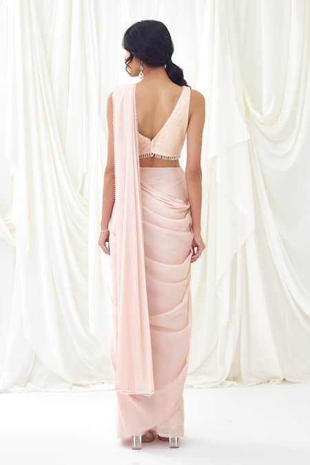 Lavanya Ahuja Crystal Border Pre-Draped Saree & Blouse 