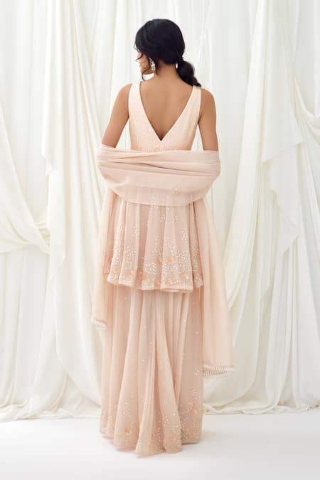 Lavanya Ahuja Frosted Sequin & Pearl Embroidered Tunic Sharara Set 