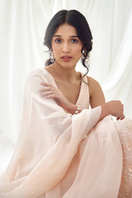 Buy Lavanya Ahuja Pink Organza, Lycra, Silk Pearls, Frosted And Embroidered Tunic Sharara Set Online at Aza Fashions Buy_Lavanya Ahuja_Pink Organza, Lycra, Silk Pearls, Frosted And Embroidered Tunic Sharara Set _Online_at_Aza_Fashions