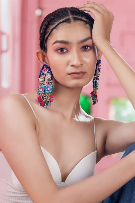 Krutiarts Bloss Crystal Mirror Elephant Earrings 