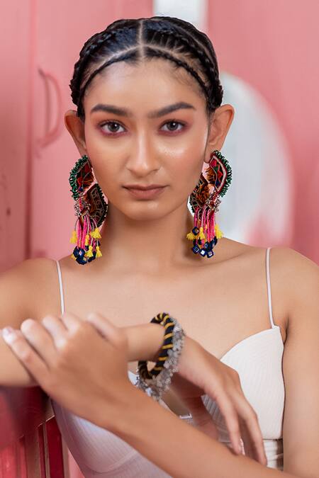 Krutiarts Geluk Mirror Embellished Earrings 