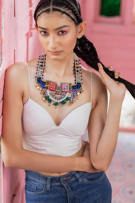 Krutiarts Hoera Mirror Embellished Necklace 