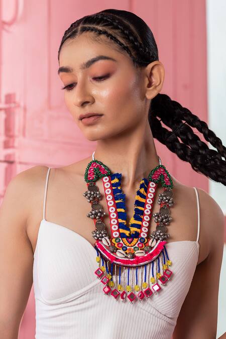 Shop_Krutiarts_Multi Color Tassel Long Necklace _Online_at_Aza_Fashions