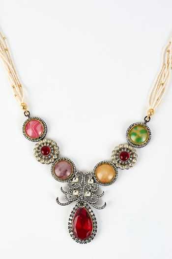 Buy Vivinia By Vidhi Mehra Silver Plated Zircon Embellished Necklace Set Online at Aza Fashions Buy_Vivinia By Vidhi Mehra_Silver Plated Zircon Embellished Necklace Set _Online_at_Aza_Fashions
