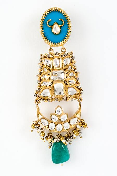Buy_Vivinia By Vidhi Mehra_Gold Plated Pearls, Kundan, Gemstone And Enamel Embellished Necklace Set _Online_at_Aza_Fashions