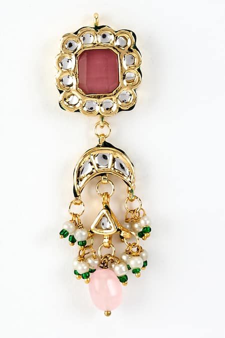 Vivinia By Vidhi Mehra_Gold Plated Pearls, Stones Kundan And Bead Embellished Necklace Set _Online_at_Aza_Fashions