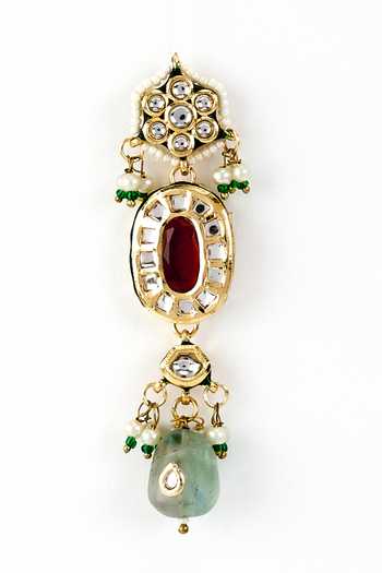 Vivinia By Vidhi Mehra_Gold Plated Kundan, Gemstone Saadgi Embellished Necklace Set _at_Aza_Fashions