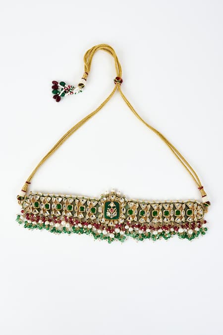 Vivinia By Vidhi Mehra Saadgi Kundan & Bead Embellished Choker Necklace Set 