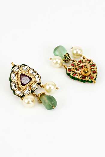 Buy_Vivinia By Vidhi Mehra_Gold Plated Kundan, Gemstone And Embellished Necklace Set _Online_at_Aza_Fashions