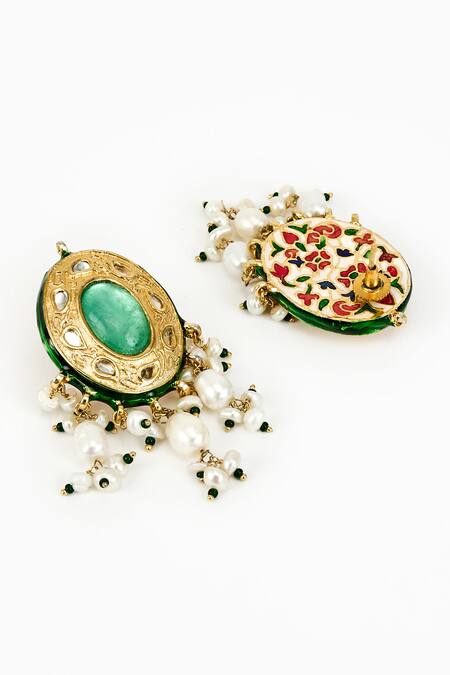 Buy_Vivinia By Vidhi Mehra_Gold Plated Pearls, Stones Kundan Necklace Set _Online_at_Aza_Fashions