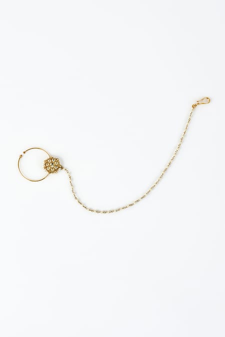 Vivinia By Vidhi Mehra Kundan & Pearl Nose Ring 