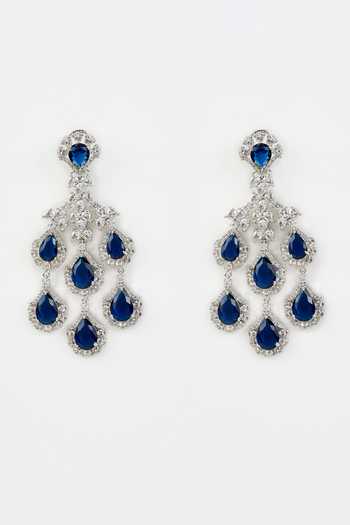 Vivinia By Vidhi Mehra Blue Gemstone Crystal Danglers 